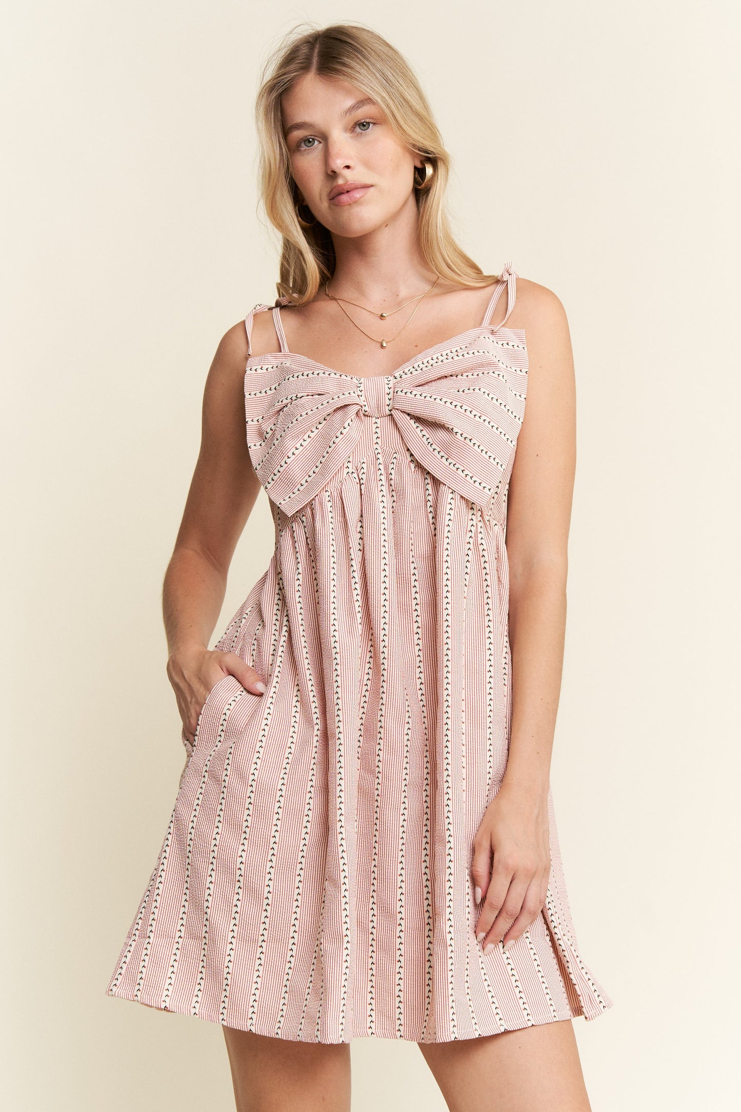 Floral Print Bow Front Mini Dress