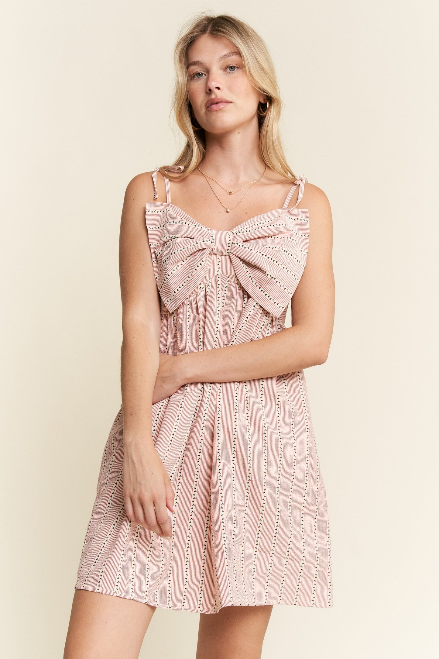 Floral Print Bow Front Mini Dress