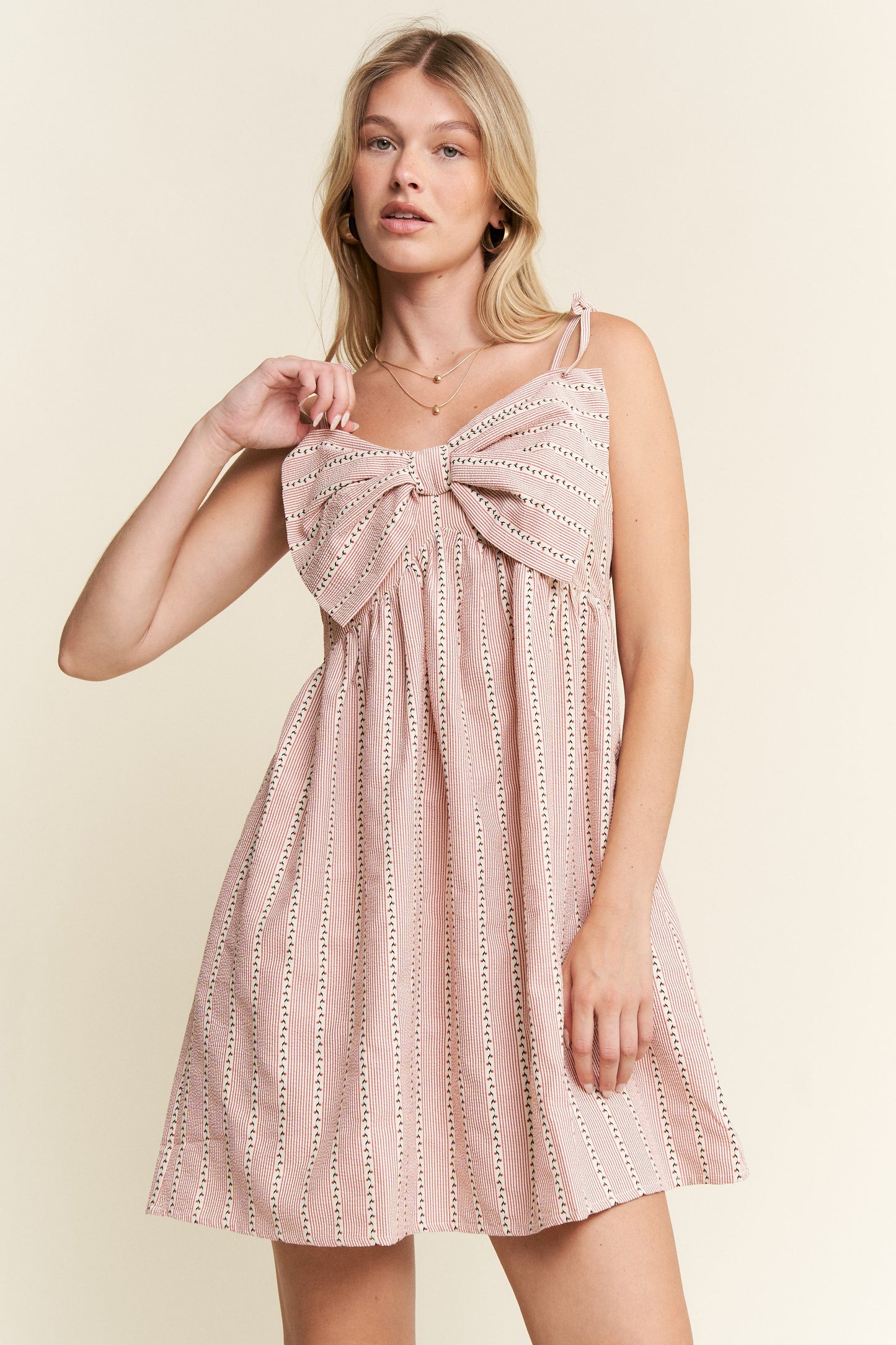 Floral Print Bow Front Mini Dress