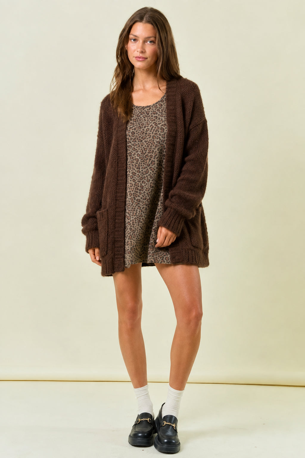 Side Pocket Leopard Print Denim Jumper