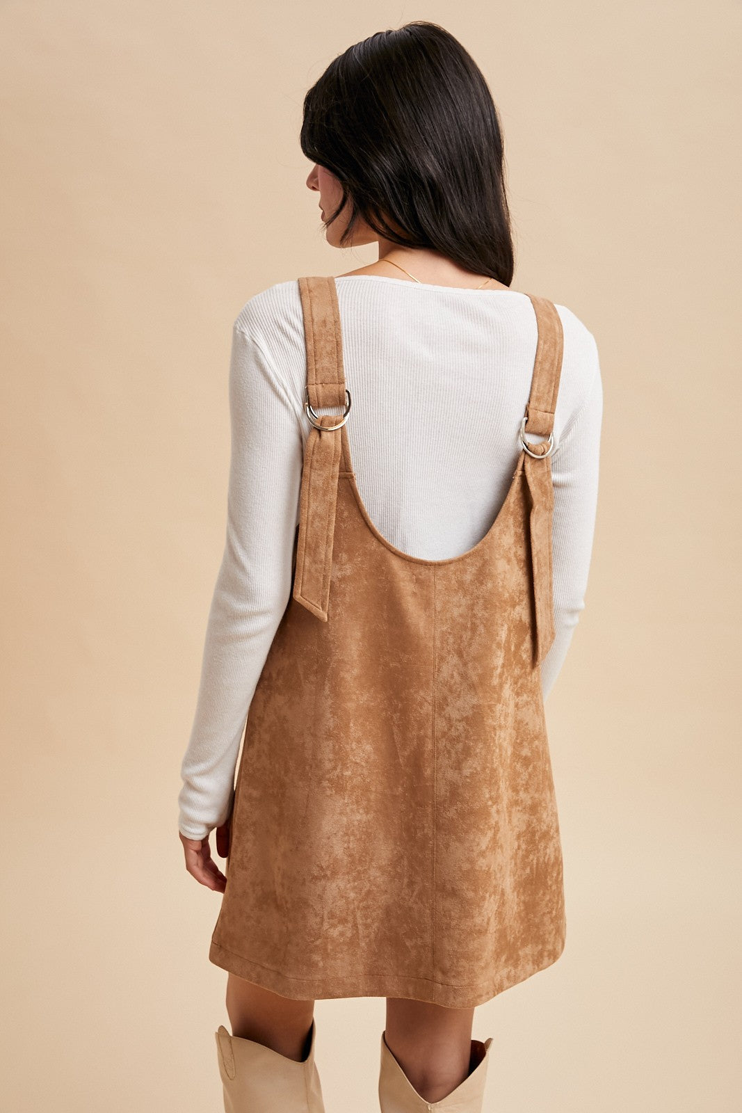 Suede Overall Mini Dress