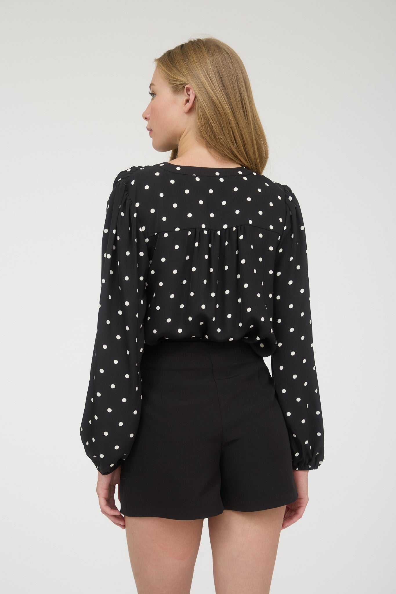 Long Sleeve Polka Dot Blouse
