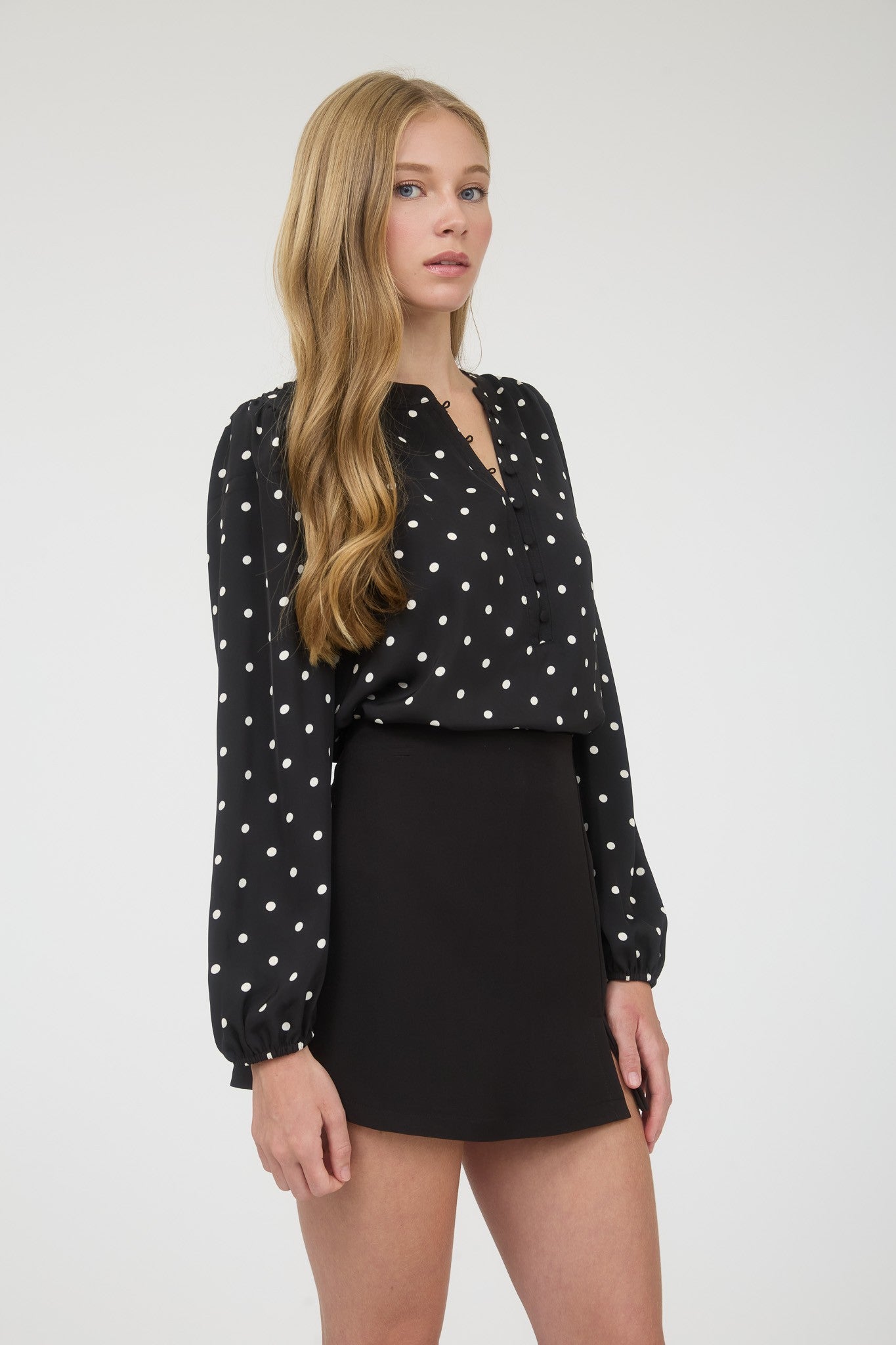 Long Sleeve Polka Dot Blouse
