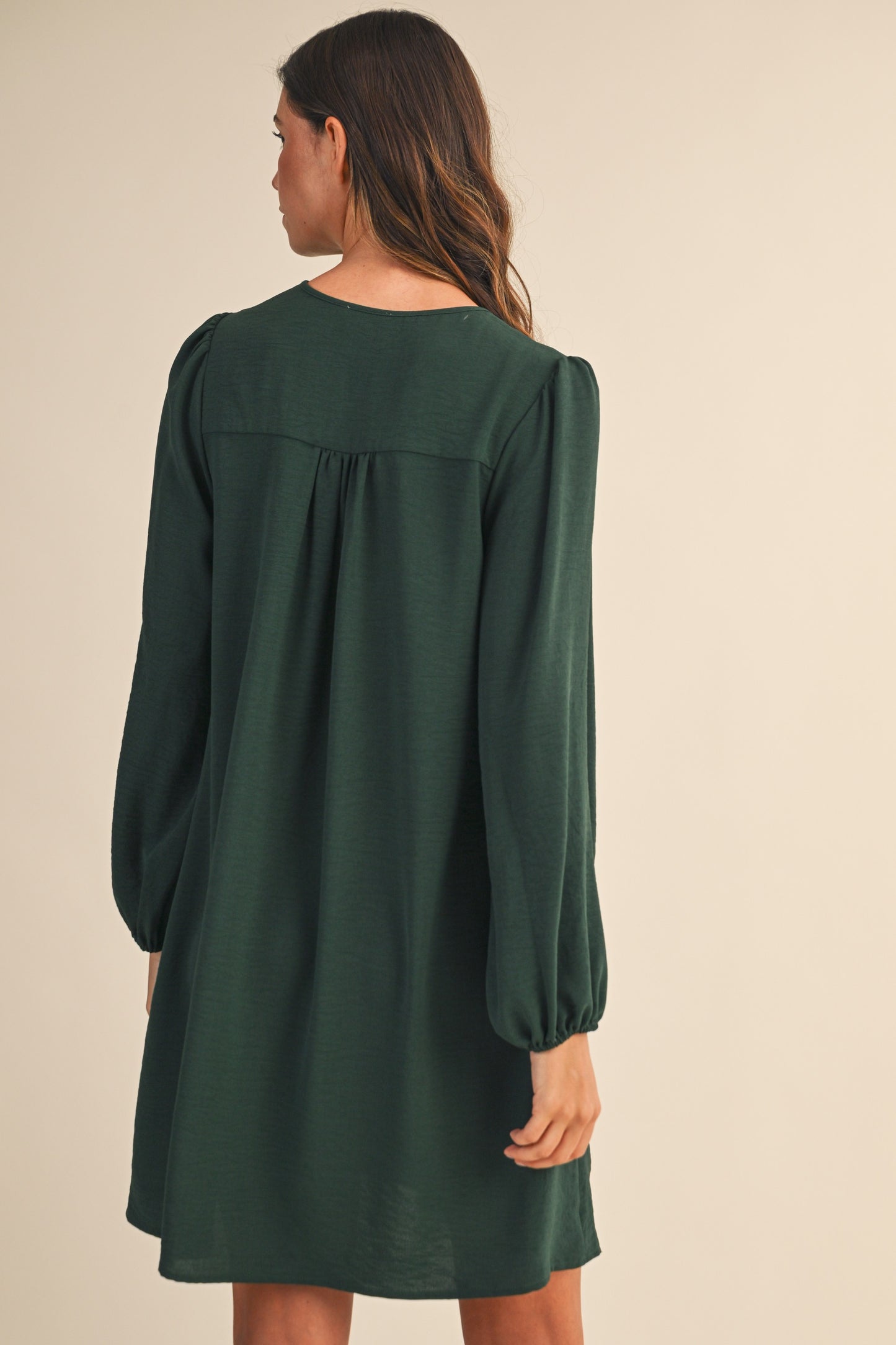 Pintuck Detail Long Sleeve Dress