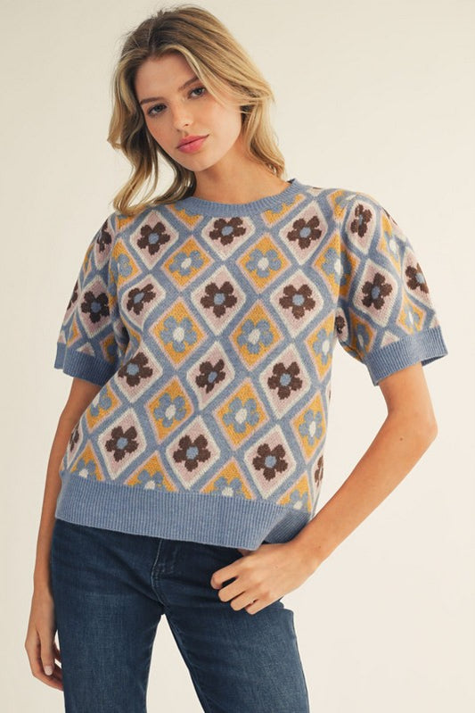 Floral Patch Patterned Sweater