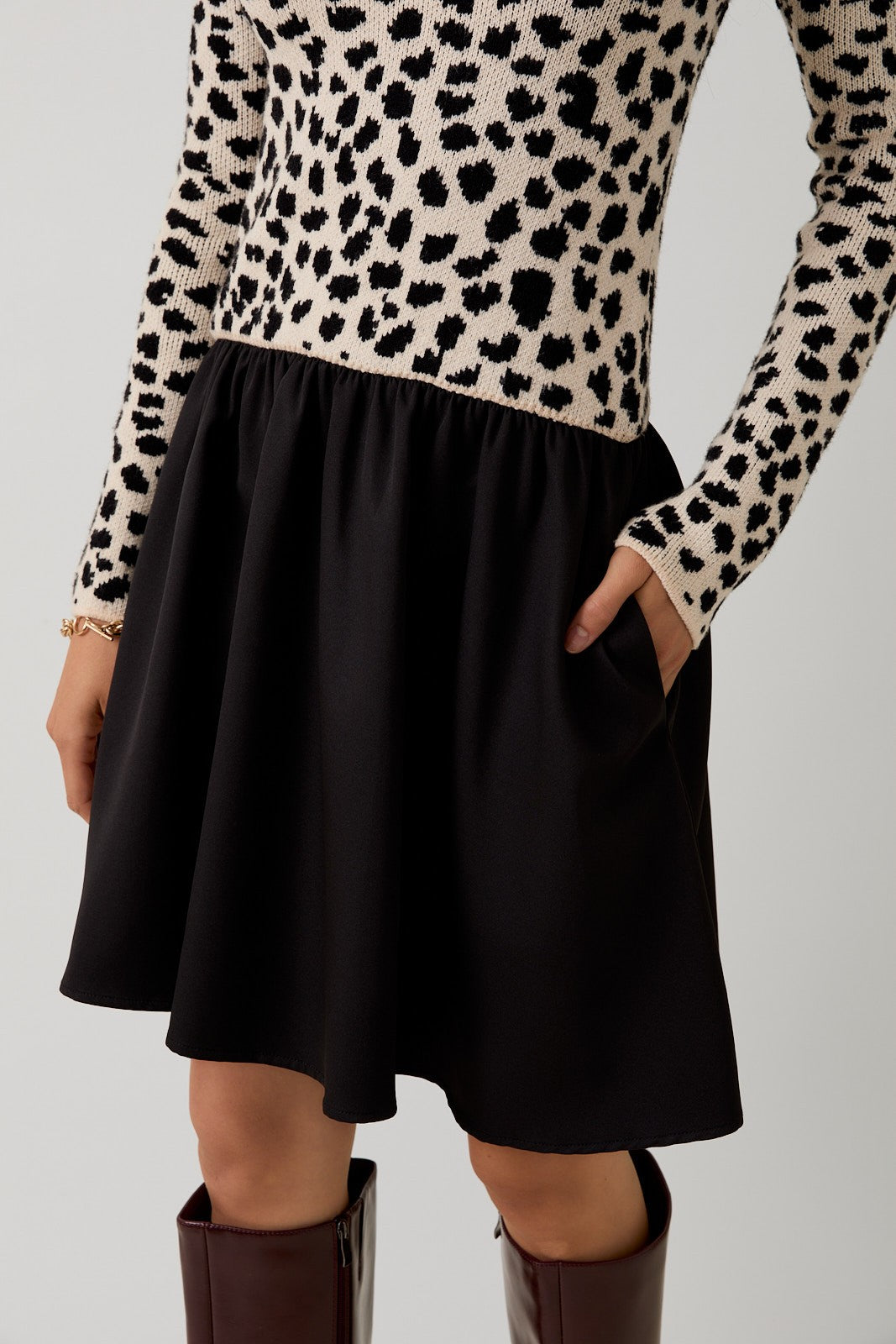 Mixed Media Knit & Woven Dress