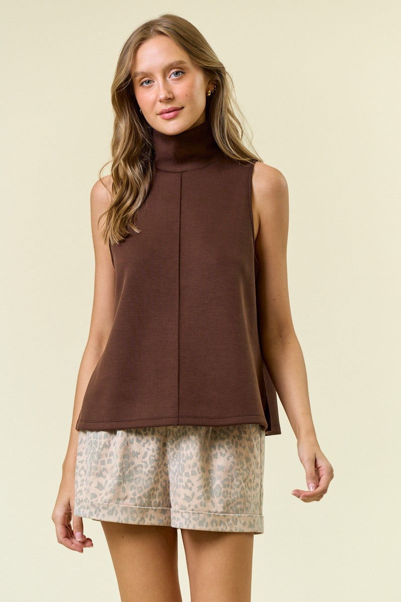 Pintuck A-Line Sleeveless Top
