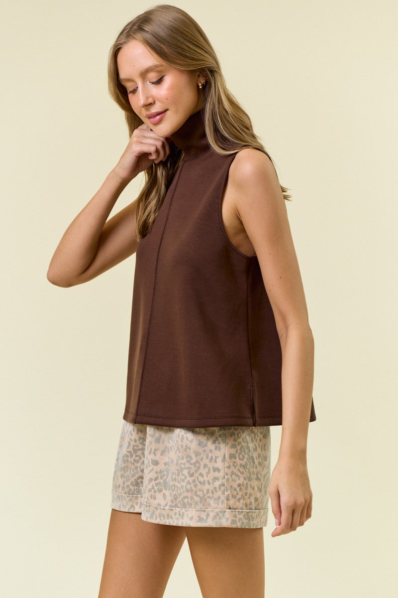 Pintuck A-Line Sleeveless Top