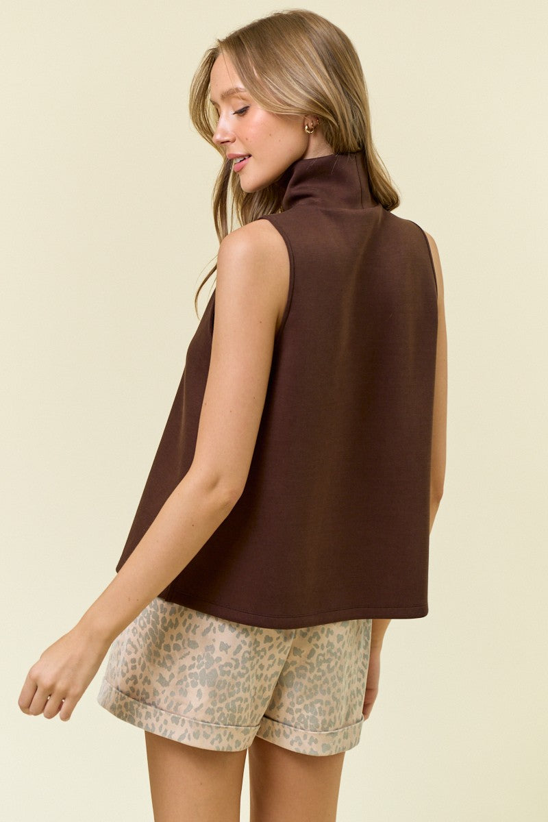 Pintuck A-Line Sleeveless Top