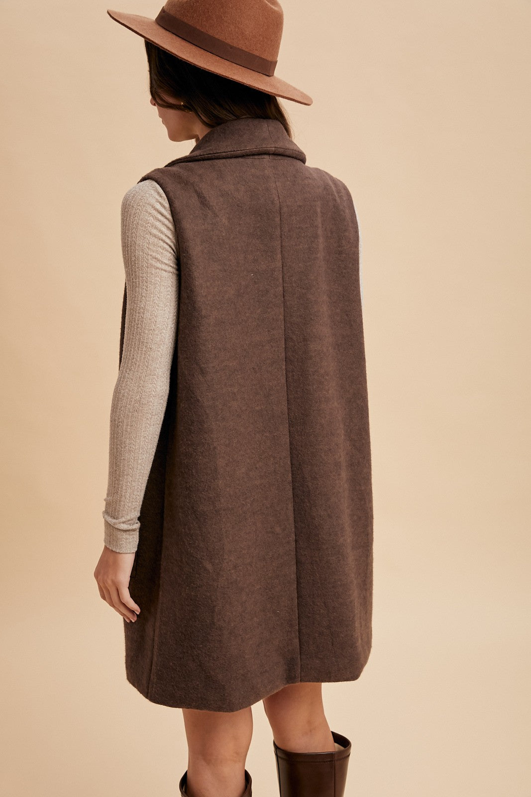 Shawl Collar Open Knit Vest