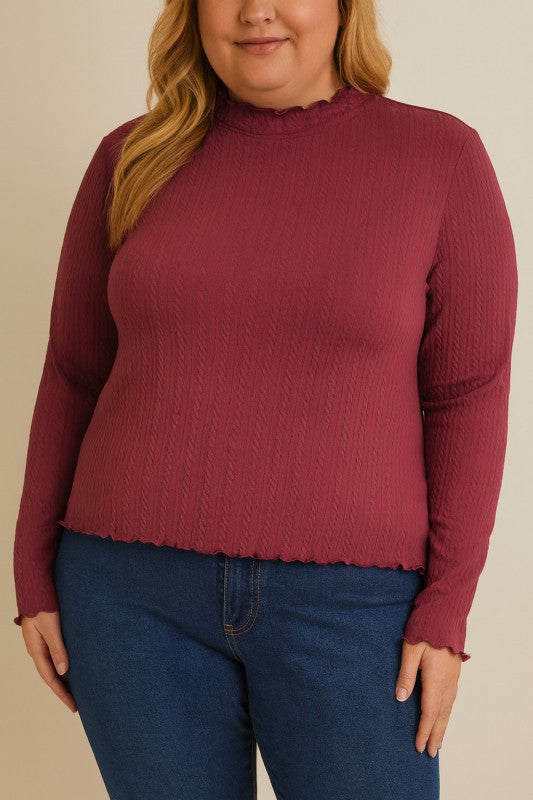 Long Sleeve Marrow Hem Top (Plus Size)