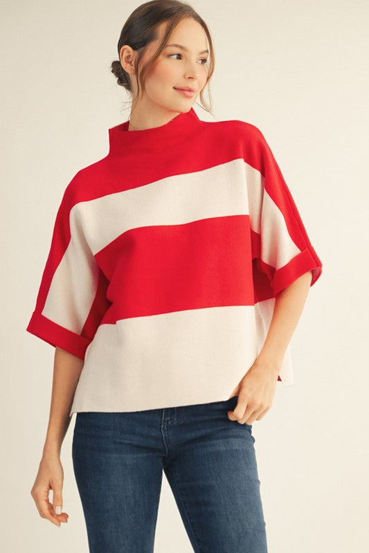 Drop Shoulder Bold Stripe Sweater
