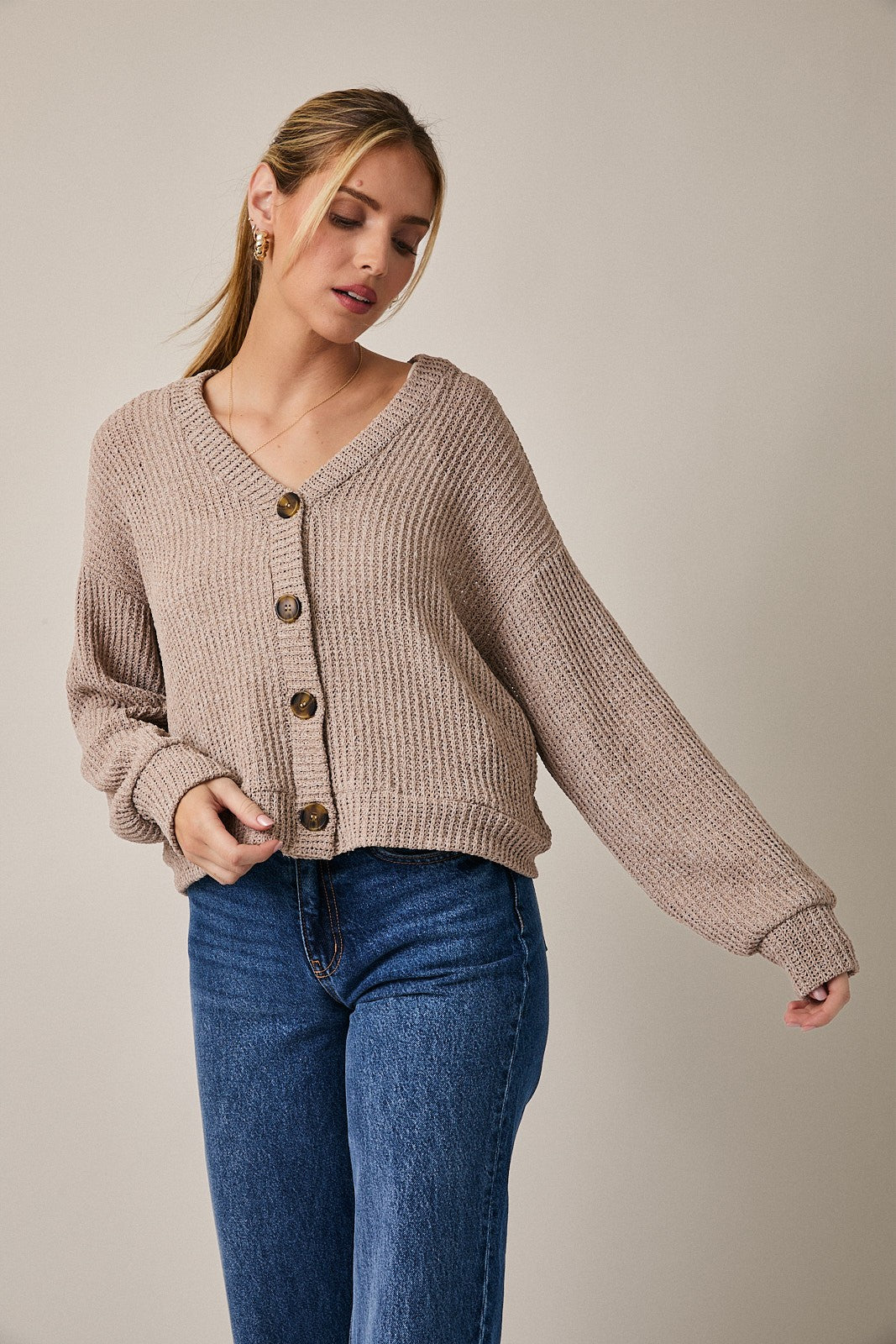 Button Front Lightweight Knit Cardigan