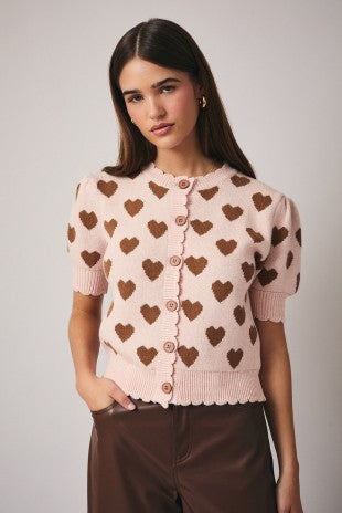 Scallop Detail Heart Cardigan