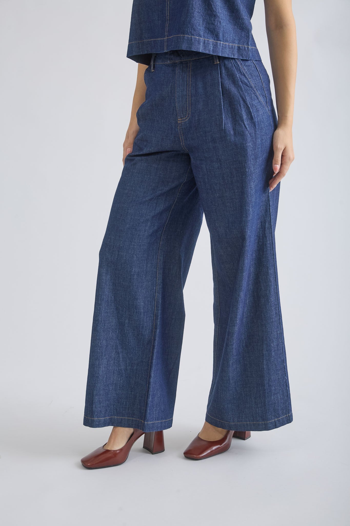 High Waist Wide Leg Denim Pants