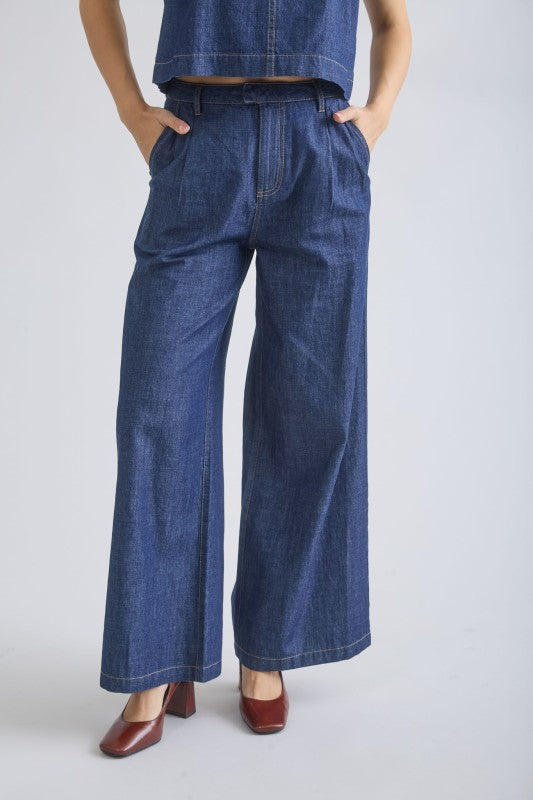 High Waist Wide Leg Denim Pants