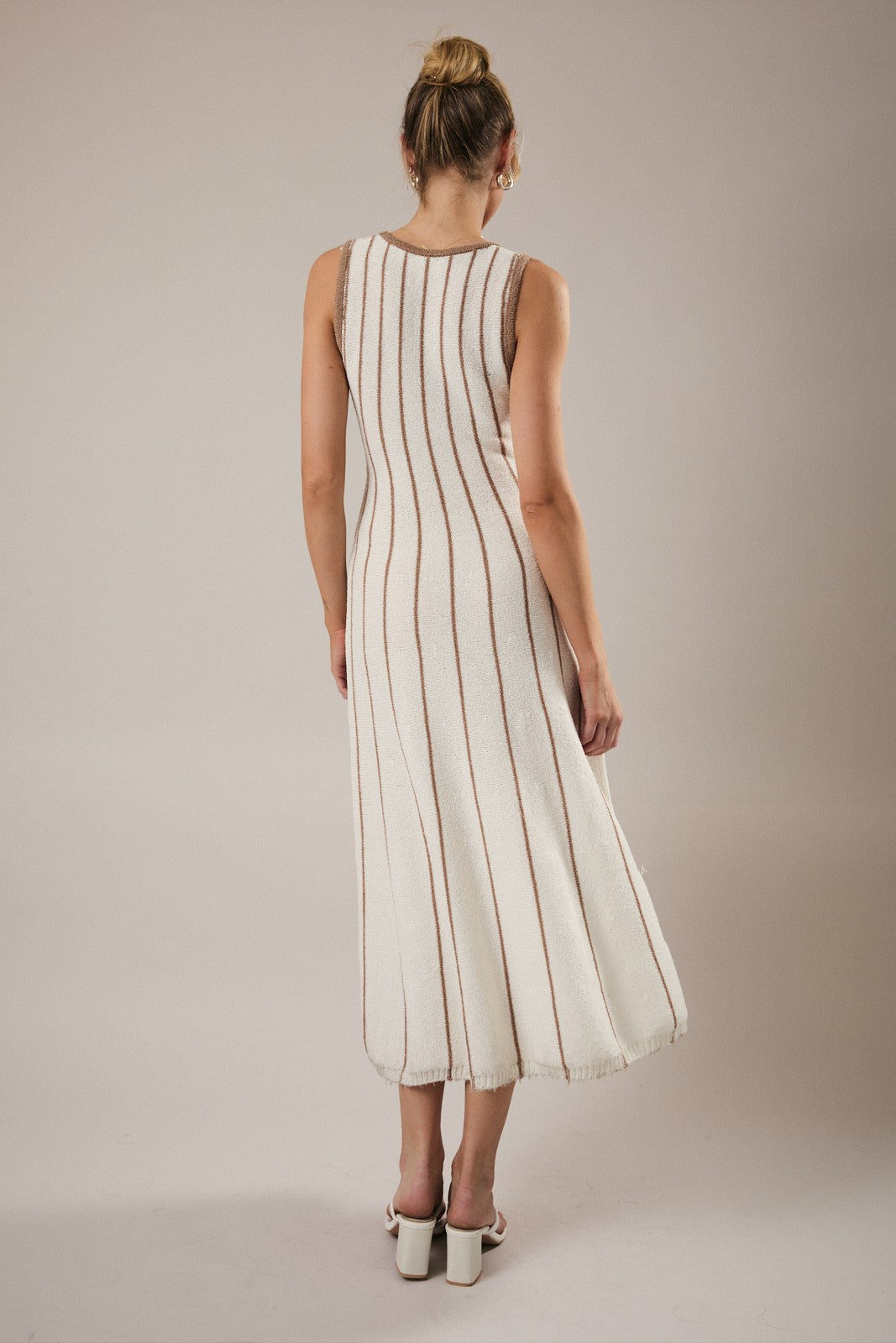 Sleeveless Vertical Stripe Knit Maxi Dress