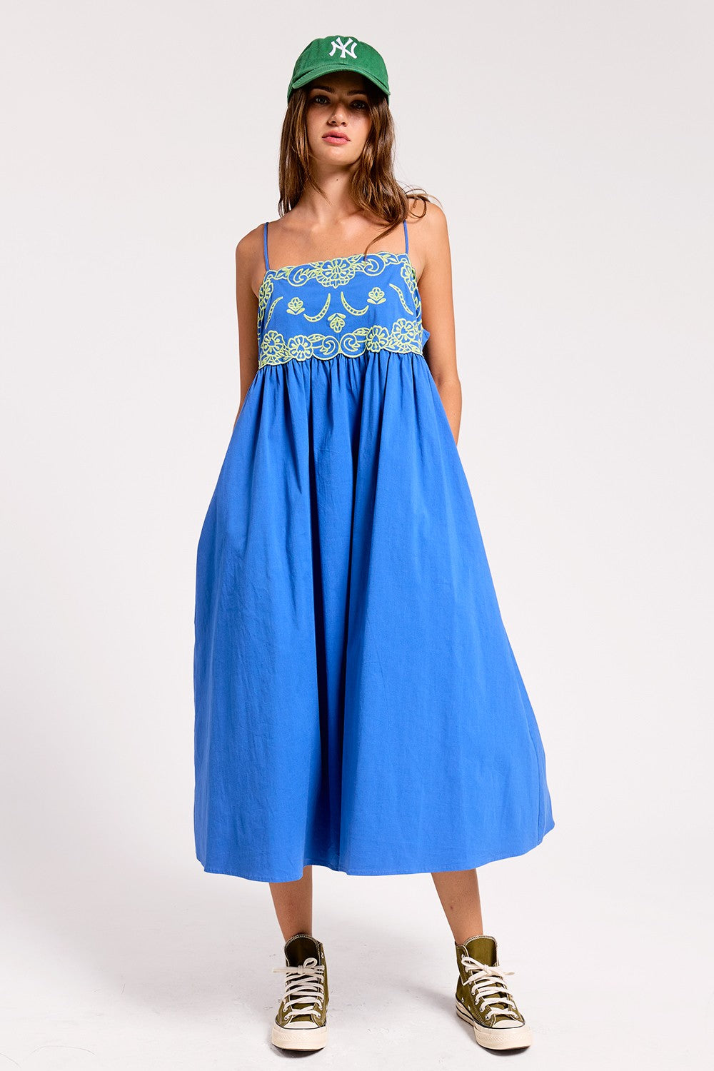 Embroidered Detail Midi Dress