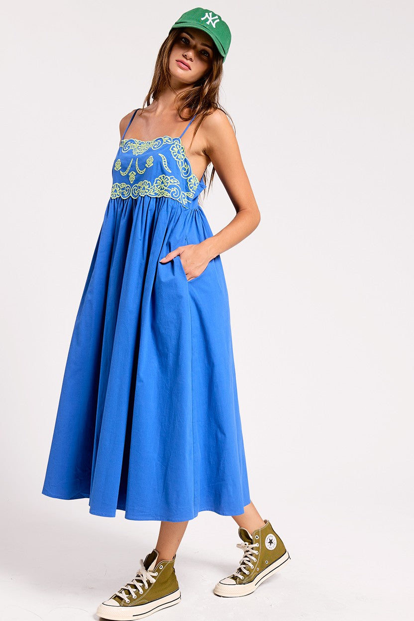 Embroidered Detail Midi Dress