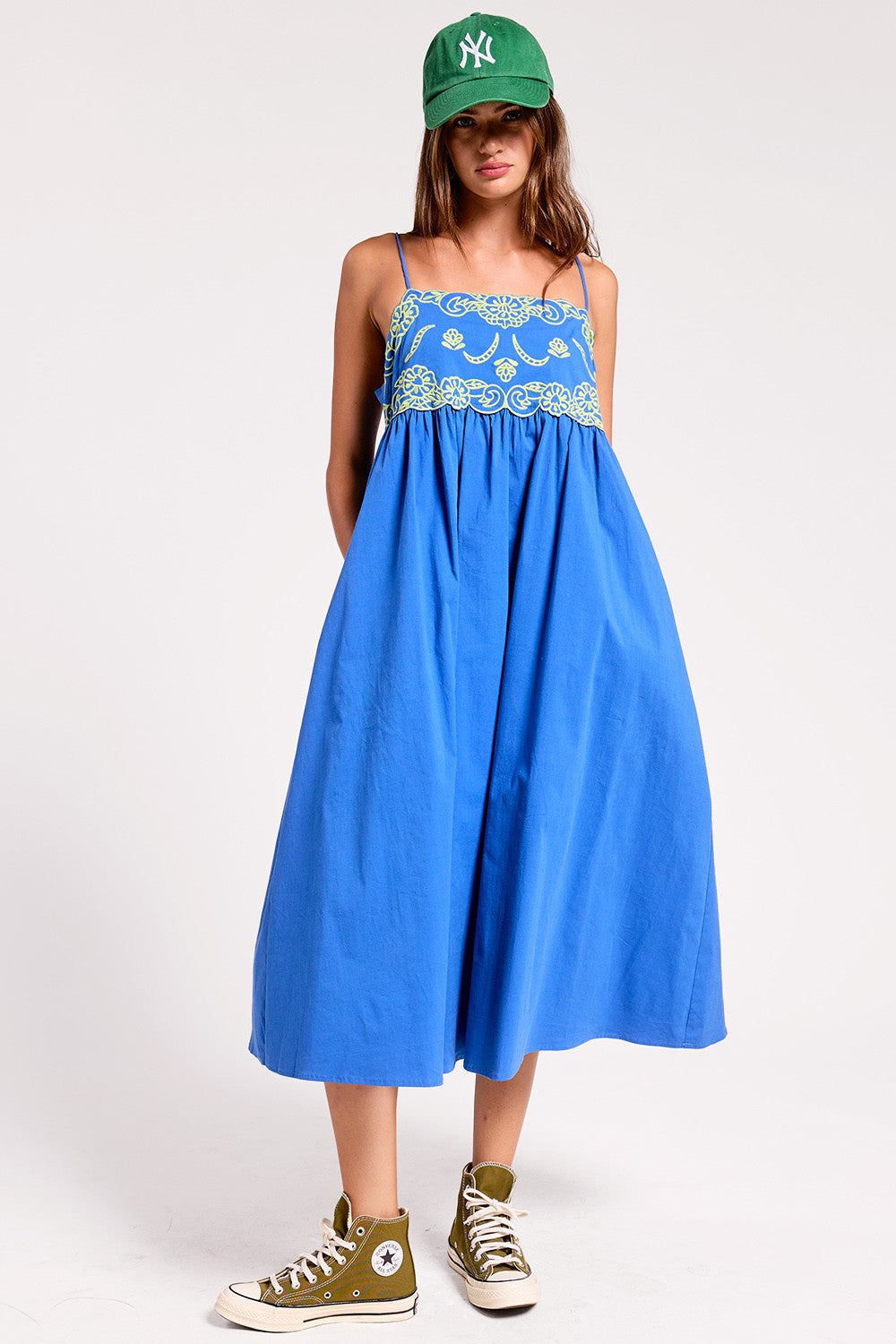 Embroidered Detail Midi Dress