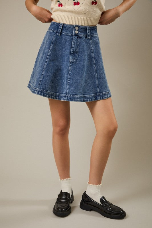 High Waist Flare Denim Skirt