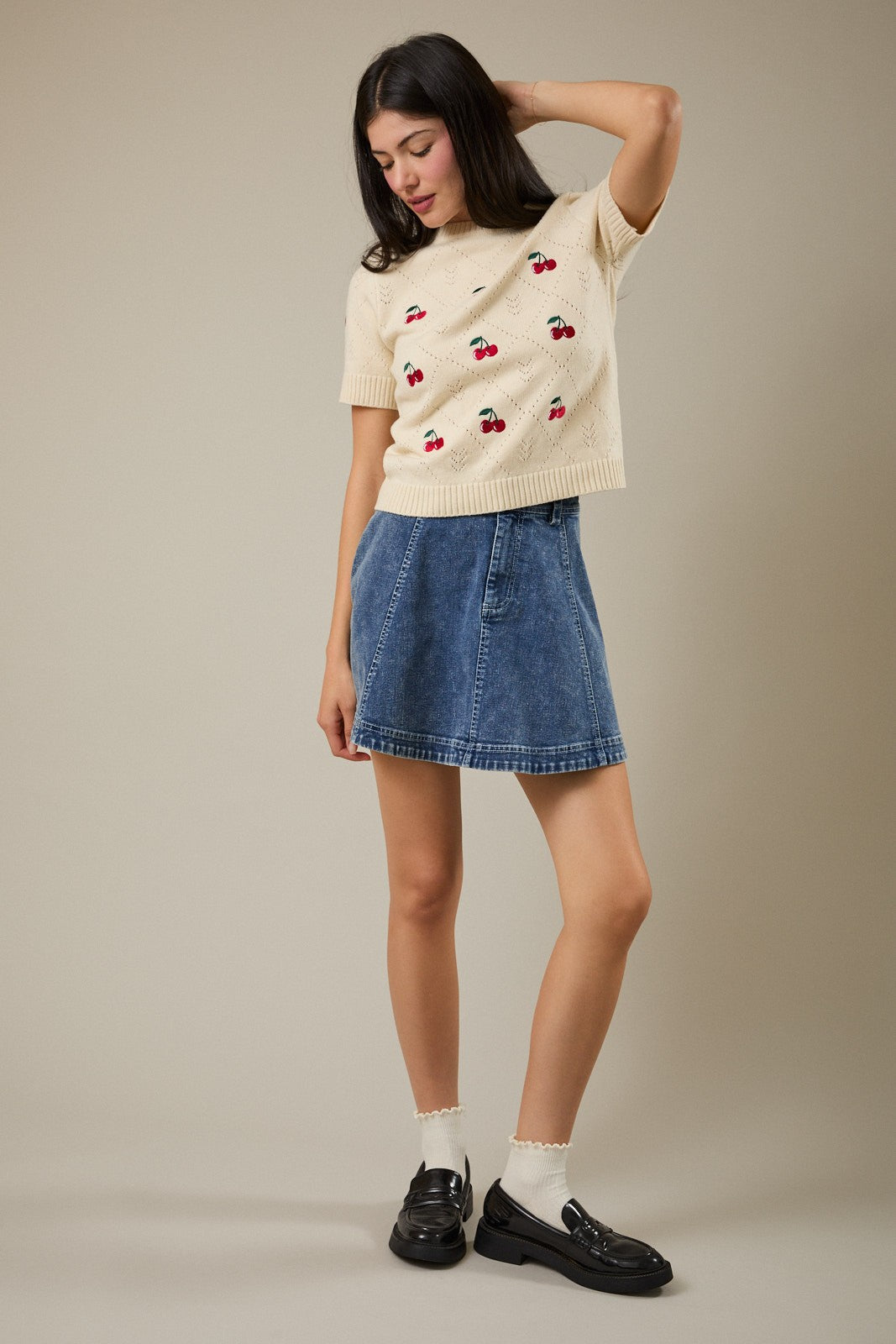 High Waist Flare Denim Skirt