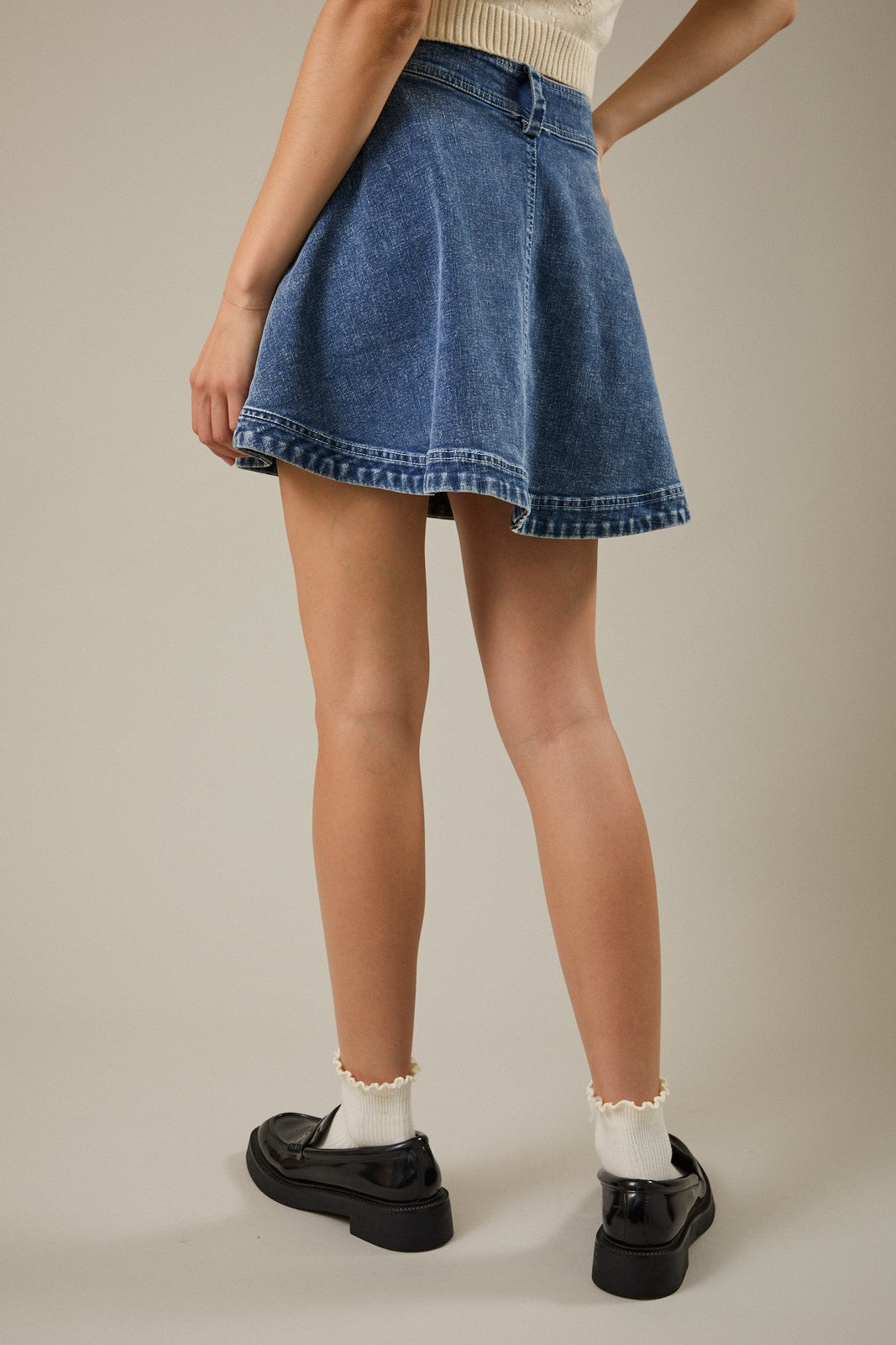High Waist Flare Denim Skirt