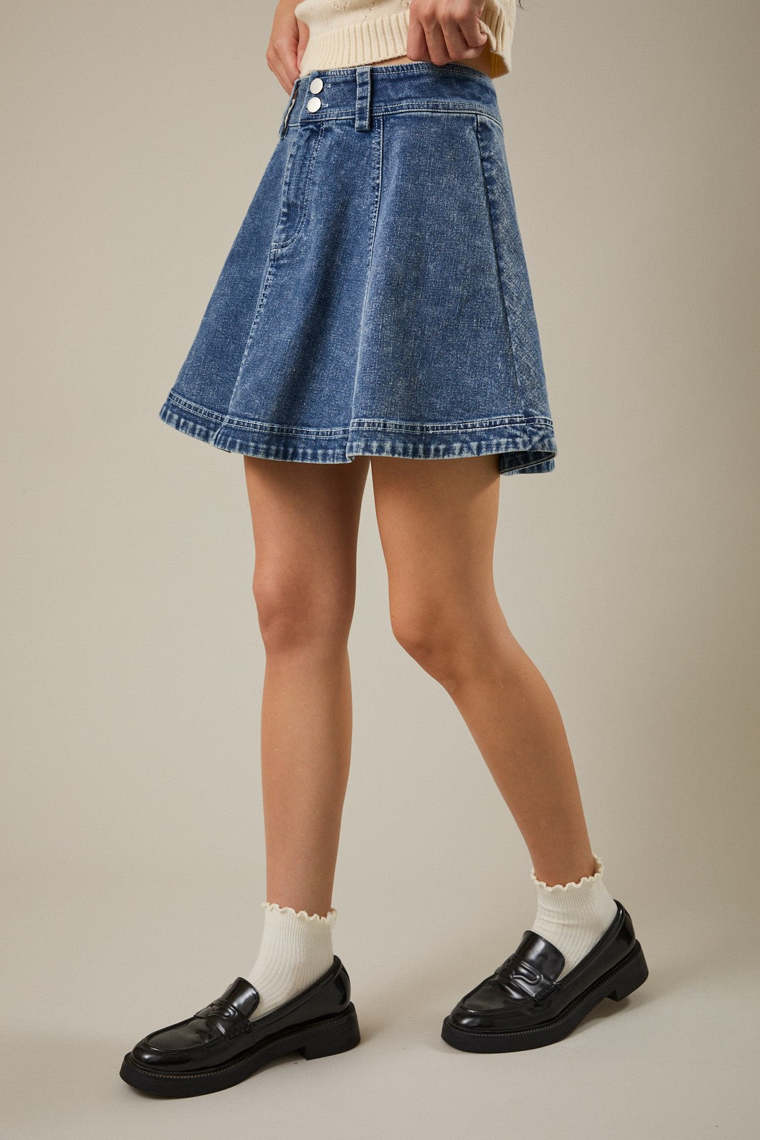High Waist Flare Denim Skirt