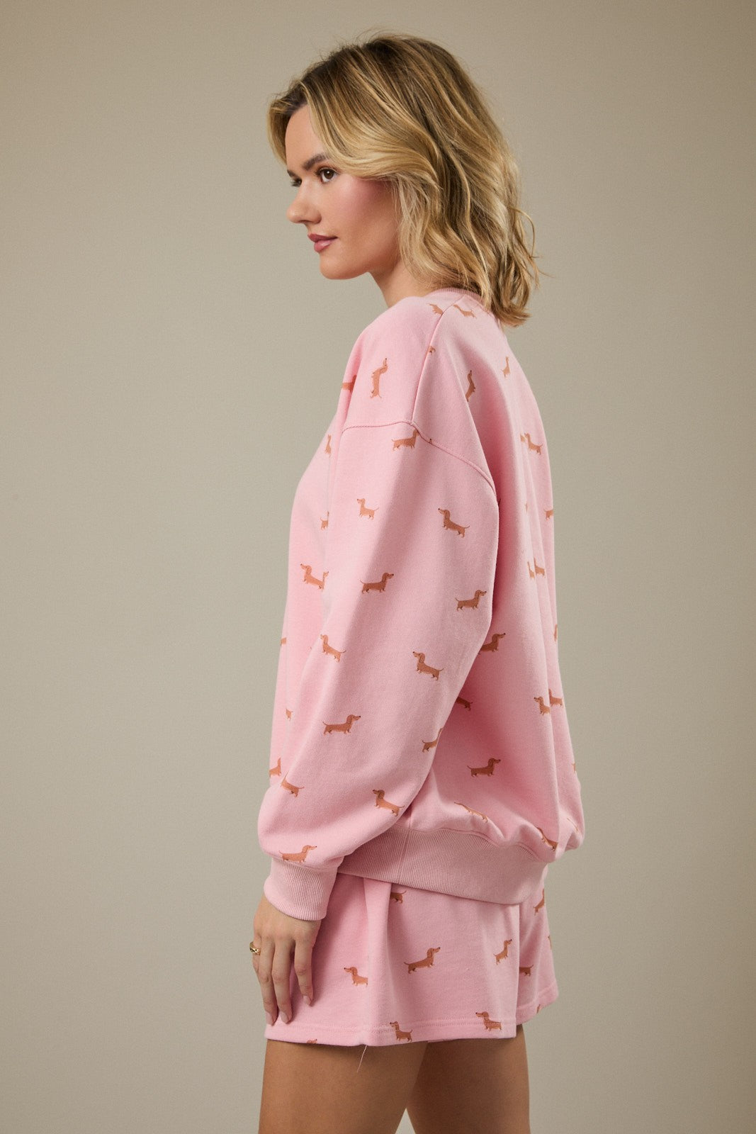 Long Sleeve Dachshund Print Sweatshirt (Top Only*)