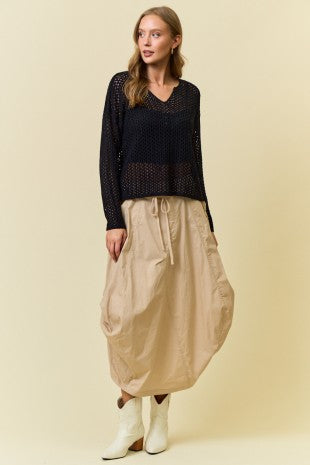 V-Neck Long Sleeve Lightweight Knit Top