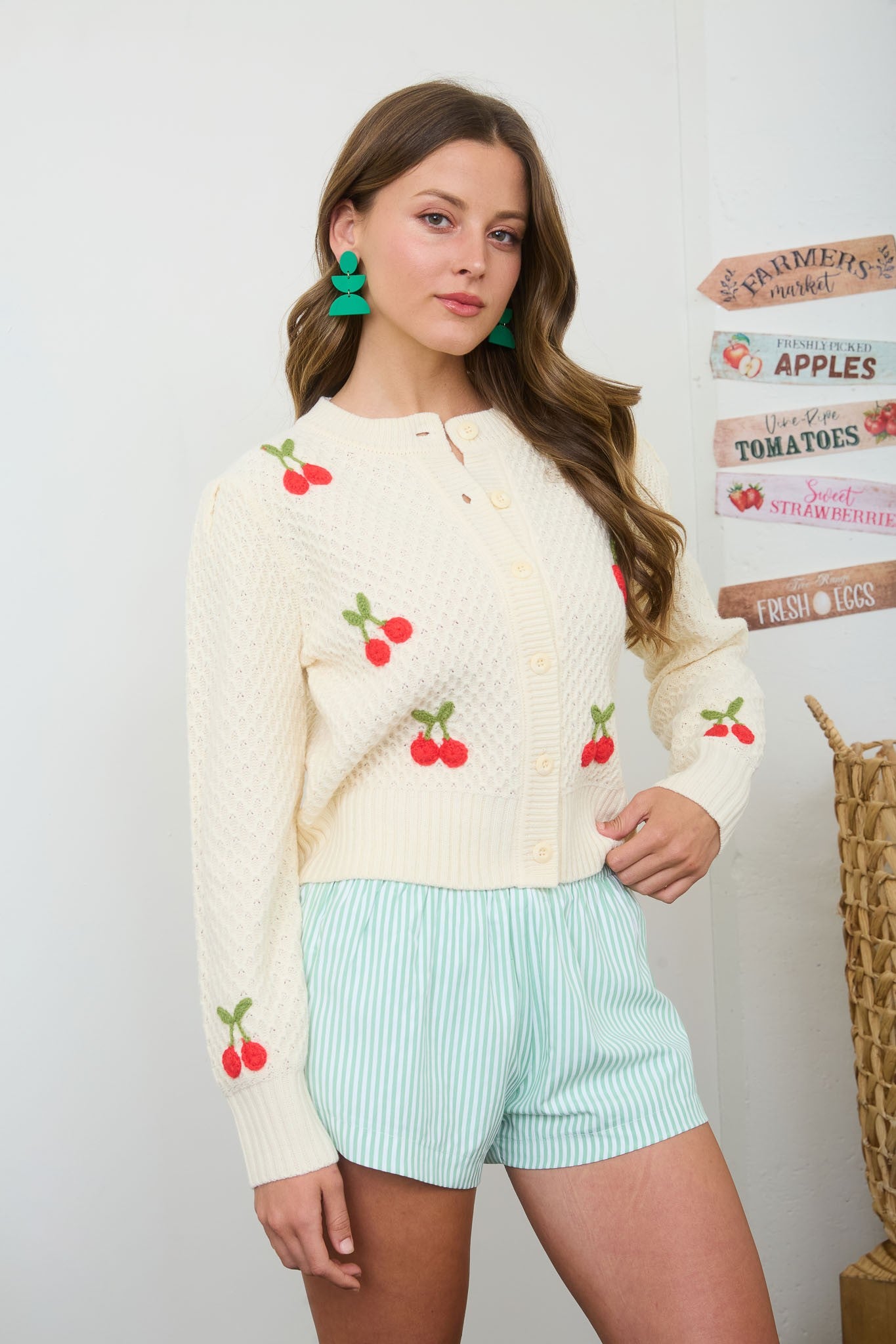 Crochet Cherry Knit Cardigan