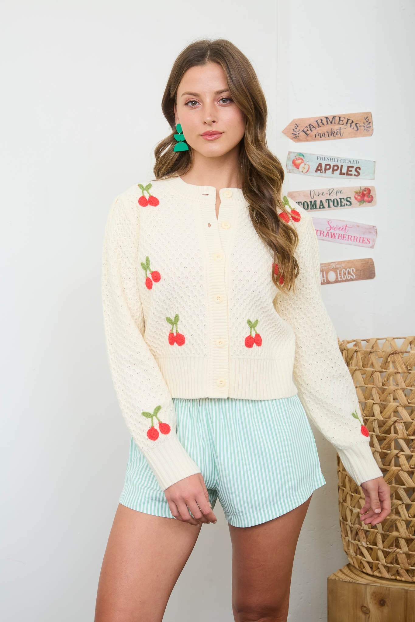 Crochet Cherry Knit Cardigan