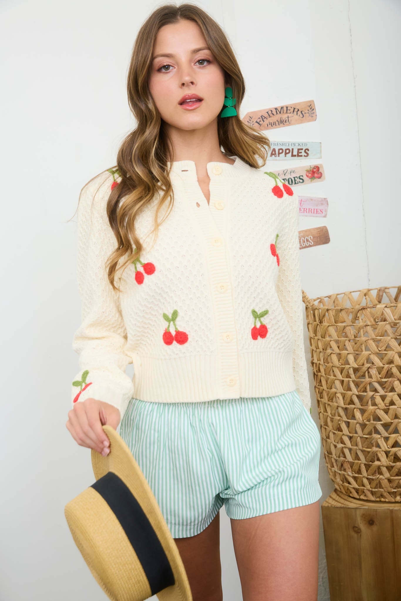 Crochet Cherry Knit Cardigan