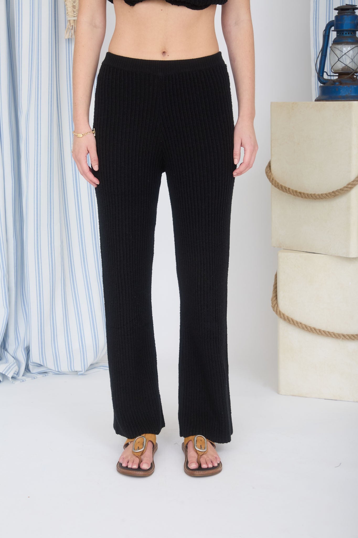 Elastic Waist Ribbed Knit Lounge Pants