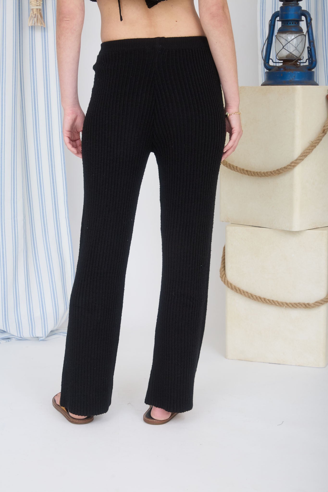 Elastic Waist Ribbed Knit Lounge Pants