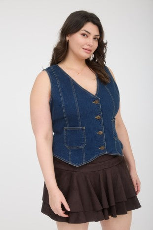 Sleeveless Denim Vest (Dark Denim - XL, XXL, XXXL)