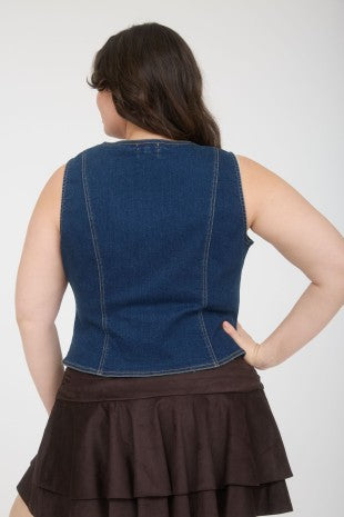 Sleeveless Denim Vest (Dark Denim - XL, XXL, XXXL)