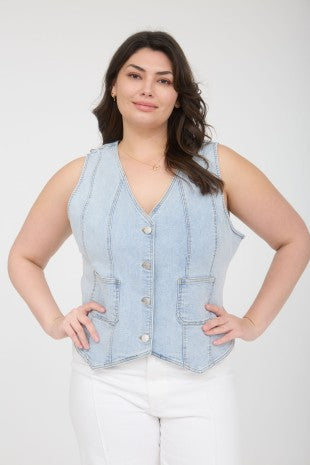 Sleeveless Denim Vest (Light Denim - XL, XXL, XXXL)