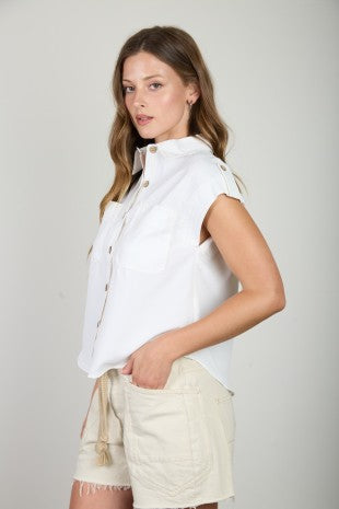 Short Sleeve Collared Button Front Shirt