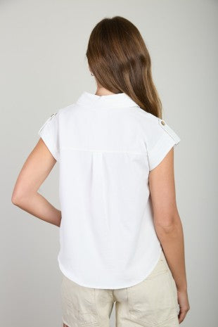 Short Sleeve Collared Button Front Shirt