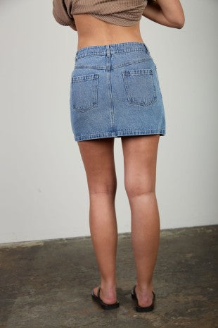 Western Stitch Detail Denim Mini Skirt