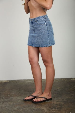 Western Stitch Detail Denim Mini Skirt