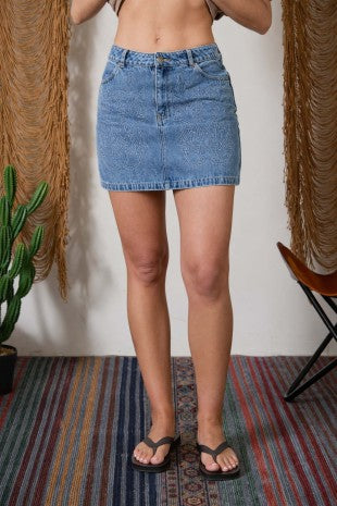 Western Stitch Detail Denim Mini Skirt