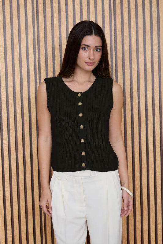 Round Neck Sleeveless Knit Top