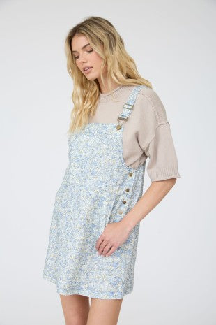 Floral Print Overall Mini Dress