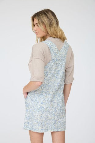 Floral Print Overall Mini Dress