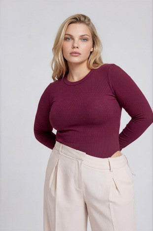 Round Neck Long Sleeve Bodysuit (XL - XXXL)