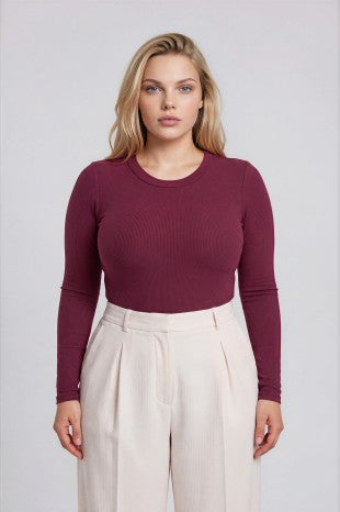 Round Neck Long Sleeve Bodysuit (XL - XXXL)