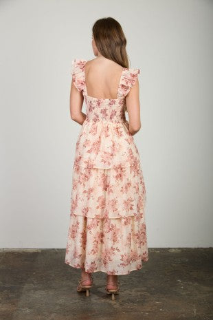 Floral Print Ruffle Tiered Midi Dress