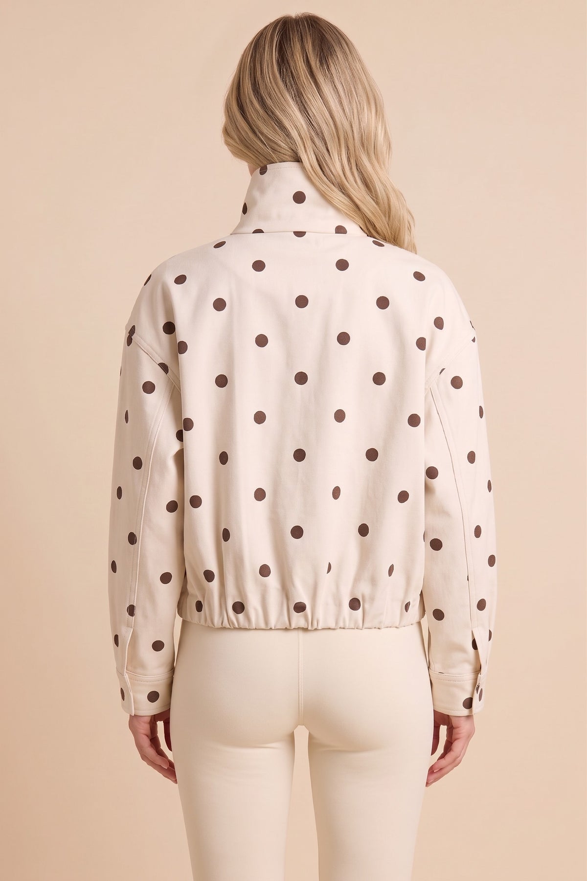 Polka Dot Mock Neck Bomber Jacket